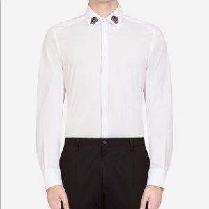 Dolce & Gabbana Crown Collar Cotton Poplin Shirt